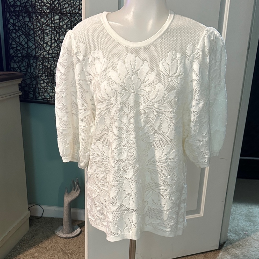White House Black Market Floral Lace Blouse